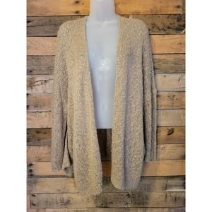 Olivaceous women's taupe oversized boho knitted cardigan size medium